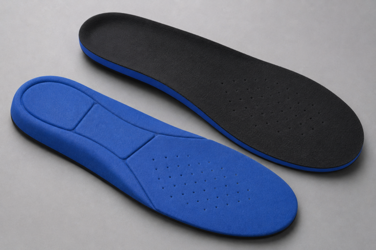 Memory foam insoles with cushioned foam layers designed for foot comfort, pressure relief, and everyday wear