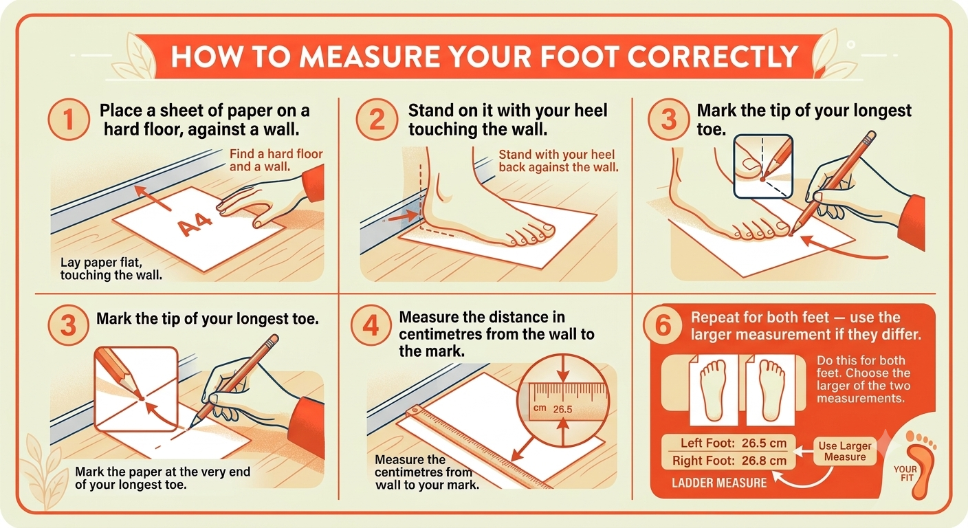 measuring feet correctly table